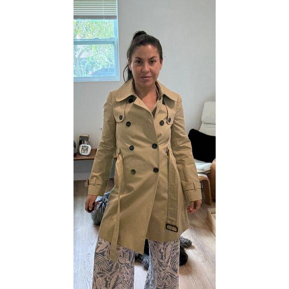 J Crew women's Tan Classic Double Breasted Trench Coat w Belt Size XS - Picture 10 of 12